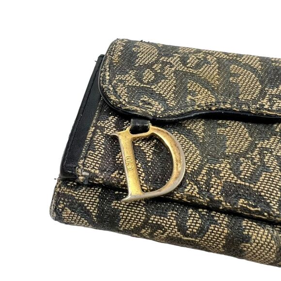 DIOR Authentic and Rare Saddle Diorissimo Christian Dior Compact Wallet Canvas L - Picture 4 of 11